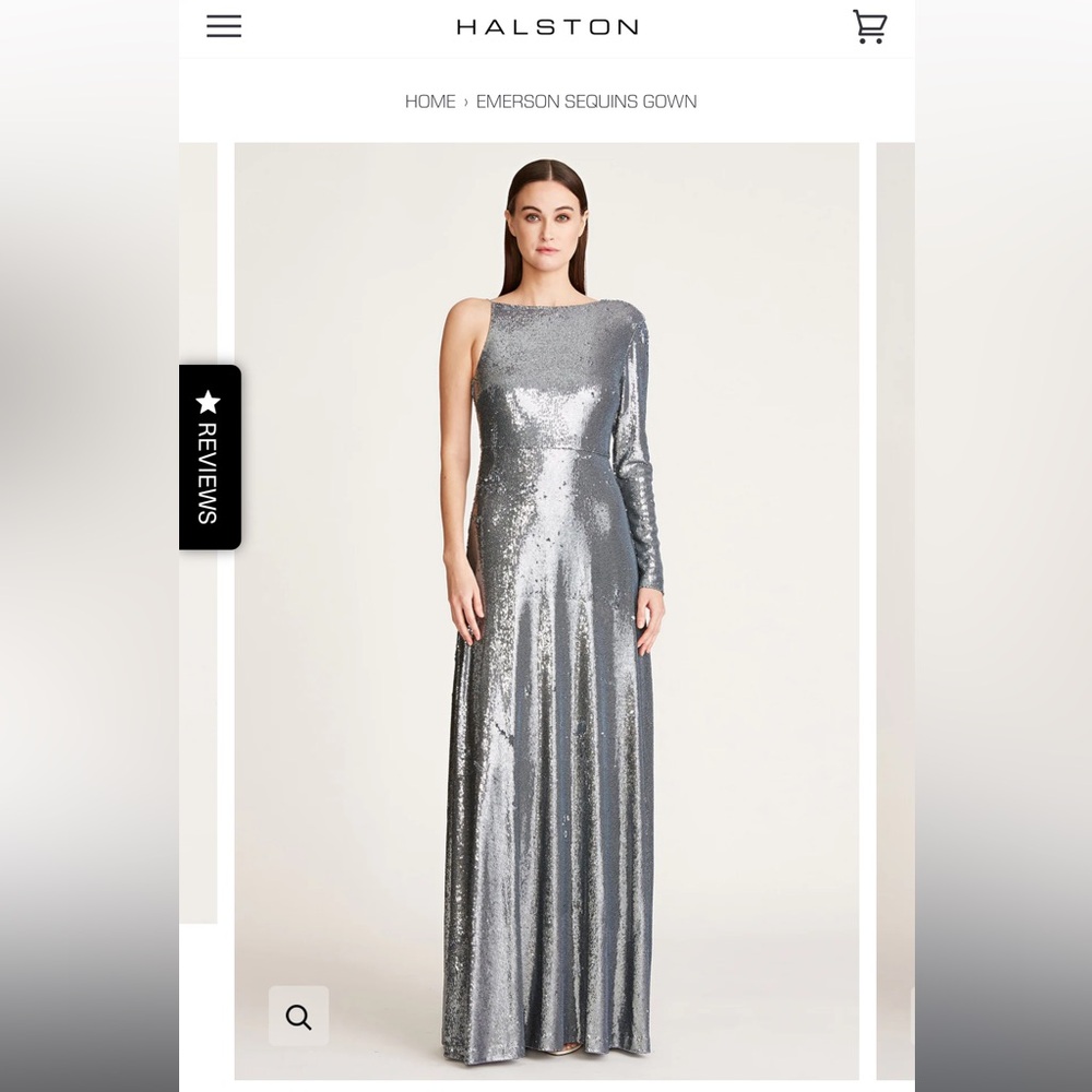 Halston Emerson Sequins Gown. Steel blue. Size 10. NWT.
